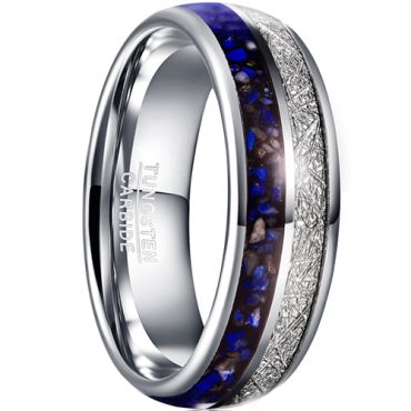 **COI Tungsten Carbide Crushed Opal & Meteorite Dome Court Ring-7782