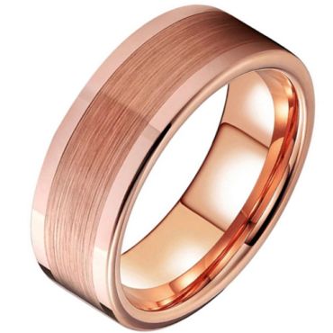 **COI Rose Tungsten Carbide Polished Matt Pipe Cut Flat Ring-7829