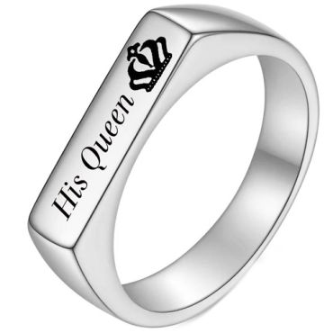 **COI Titanium Gold Tone/Silver King Queen Crown Ring-7928