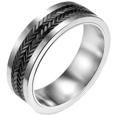 **COI Titanium Black/Gold Tone Silver Ring-7932