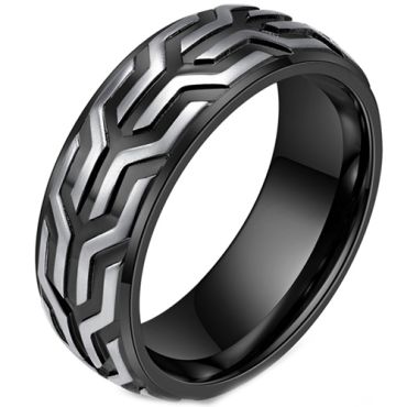 **COI Titanium Black/Gold Tone Silver Ring-7933
