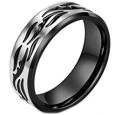 **COI Titanium Black/Gold Tone Silver Ring-7934