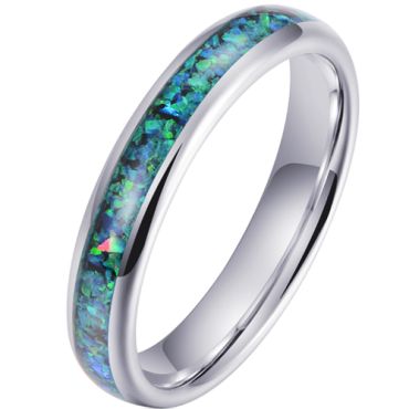 **COI Tungsten Carbide 4mm Crushed Opal Dome Court Ring-7939BB