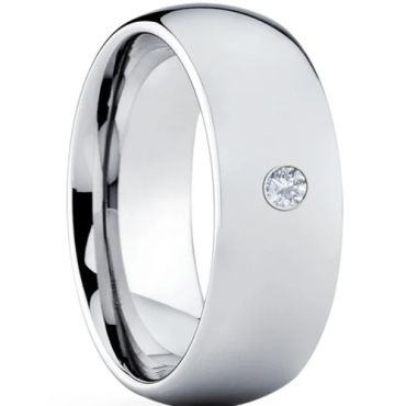 **COI Tungsten Carbide 4mm Dome Court Ring With Cubic Zirconia-7967AA