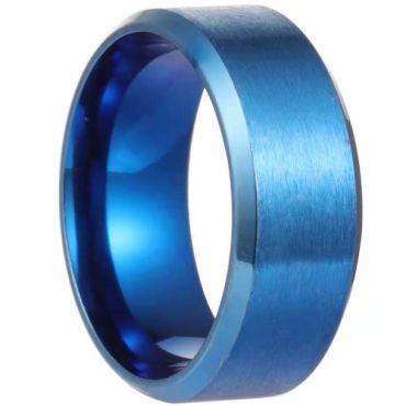 **COI Blue Titanium Beveled Edges Ring-7998AA