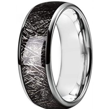 **COI Titanium Black Meteorite Dome Court Ring-8013AA