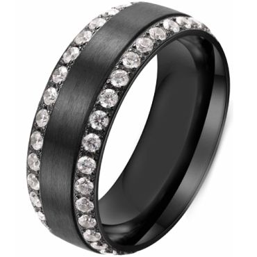 **COI Black Titanium Ring With Cubic Zirconia-8020AA