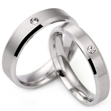 **COI Titanium Beveled Edges Ring With Cubic Zirconia-8152AA