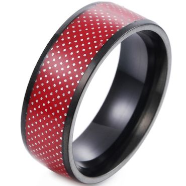 **COI Titanium Black Red Dome Court Ring-8154AA