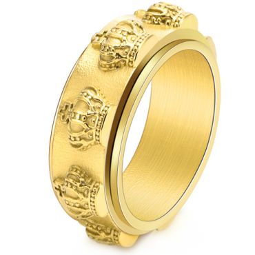 **COI Black/Gold Tone Titanium Crowns Ring-8161AA