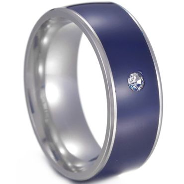 **COI Titanium Blue Ceramic NFC Smart Ring With Cubic Zirconia-8176AA