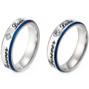 **COI Titanium Blue Silver Forever Love Ring With Cubic Zirconia-8180AA