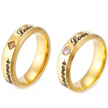 **COI Gold Tone Titanium Forever Love Ring With Cubic Zirconia-8182AA