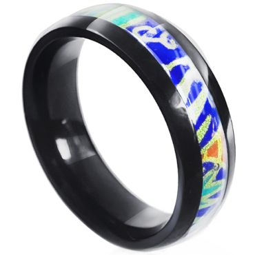 **COI Black Titanium Dome Court Ring With Resin-8198AA