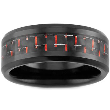COI Black Tungsten Carbide Ring With Carbon Fiber - TG3693
