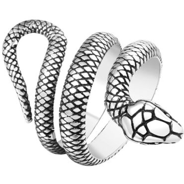 **COI Titanium Black/Gold Tone/Silver Snake Ring-8262AA