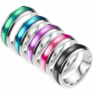 **COI Titanium Ring With Purple/Green/Blue/Black/Pink Resin-8298AA