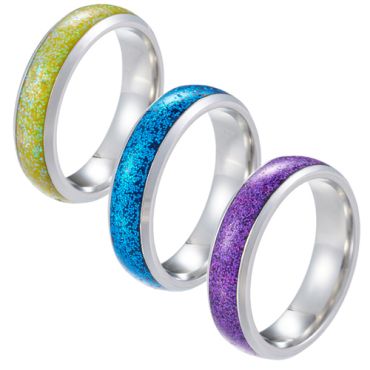 **COI Titanium Dome Court Ring With Yellow/Purple/Blue Meteorite-8438AA