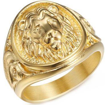 **COI Gold Tone Titanium Lion Ring-8459AA