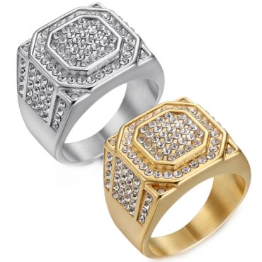 **COI Titanium Gold Tone/Silver Ring With Cubic Zirconia-8473AA
