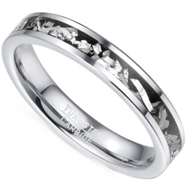 **COI Tungsten Carbide 4mm Meteorite Pipe Cut Flat Ring-8481AA