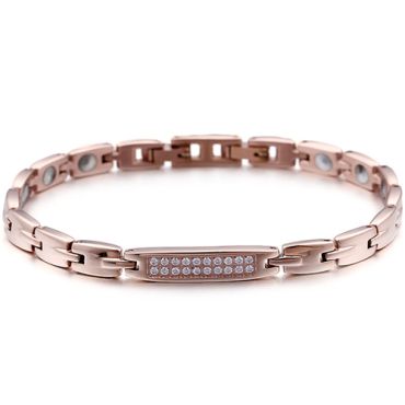 COI Rose Titanium Cubic Zirconia Bracelet With Steel Clasp(Length: 8.66 inches)-8492AA