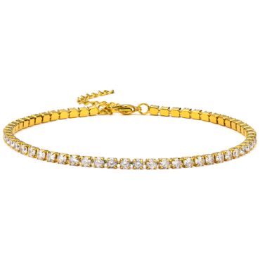 COI Gold Tone Titanium Cubic Zirconia Tennis Bracelet With Steel Clasp(Length: 8.66 inches)-8494AA