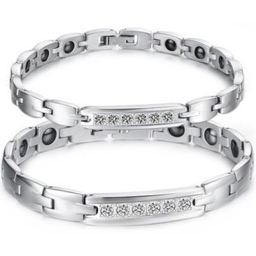 COI Titanium Cubic Zirconia Bracelet With Steel Clasp(Length: 7.87 inches)-8497AA