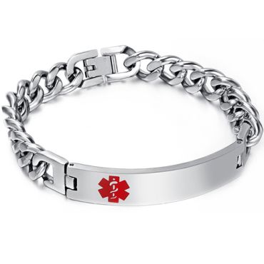 COI Titanium Medical Alert Bracelet With Steel Clasp(Length: 8.27 inches)-8504AA