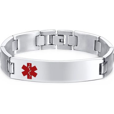 COI Titanium Medical Alert Bracelet With Steel Clasp(Length: 8.27 inches)-8507AA