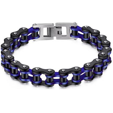 COI Titanium Black Blue/Red/Gold Tone/Silver Bracelet With Steel Clasp(Length: 8.66 inches)-8531AA