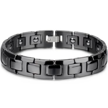 COI Black Titanium Bracelet With Steel Clasp(Length: 8.46 inches)-8533AA