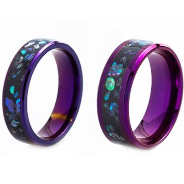 **COI Purple Titanium Abalone Shell Beveled Edges Ring-8546AA
