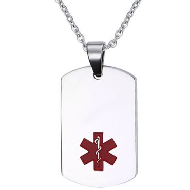 COI Titanium Black/Gold Tone/Silver Medical Alert Dog Tag Pendant-8593AA