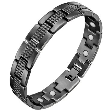COI Black Titanium Bracelet With Steel Clasp(Length: 8.27 inches)-8613AA