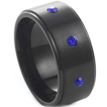 **COI Titanium Black/Gold Tone Step Edges Ring-8659