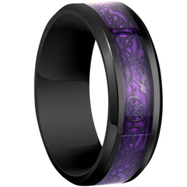 **COI Black Titanium Purple Dragon Beveled Edges Ring-8679