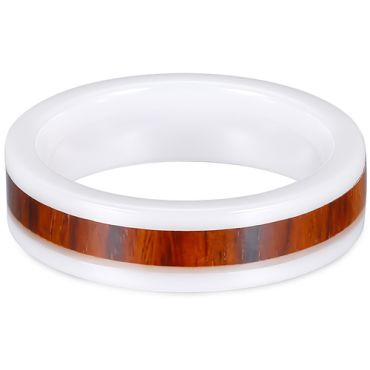 **COI White Ceramic Pipe Cut Flat Ring With Wood-8692