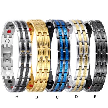 COI Titanium Black/Gold Tone/Silver/Blue Bracelet With Steel Clasp(Length: 8.46 inches)-8702AA