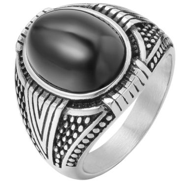 **COI Titanium Black Silver Ring With Black Onyx-8720AA
