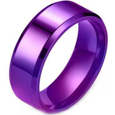 **COI Purple Titanium Beveled Edges Ring-8733AA