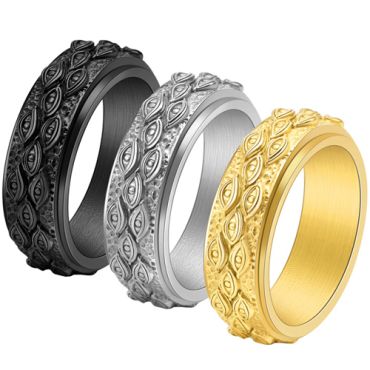 **COI Titanium Black/Gold Tone/Silver Marquise Shape Step Edges Ring-8740AA