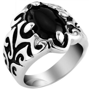 **COI Titanium Black Silver Ring With Black Onyx-8752AA