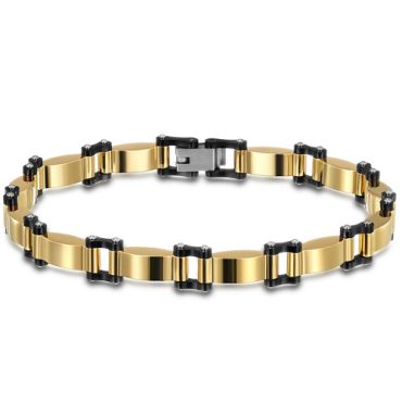COI Titanium Black Gold Tone/All Black Bracelet With Steel Clasp(Length: 8.27 inches)-8790AA