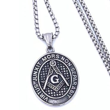 **COI Titanium Black Silver Masonic Freemason Pendant-8825AA