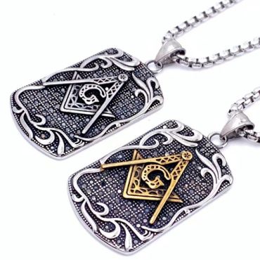 **COI Titanium Black Silver/Black Gold Tone Silver Masonic Freemason Pendant-8826AA