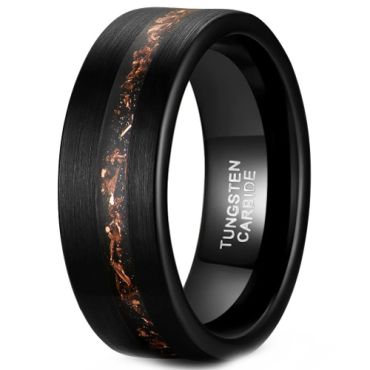 **COI Black Tungsten Carbide Copper Foil Pipe Cut Flat Ring-8866AA
