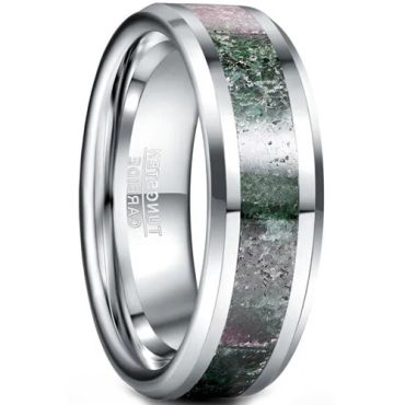 **COI Tungsten Carbide Anel Masculino Green Beveled Edges Ring-8877AA