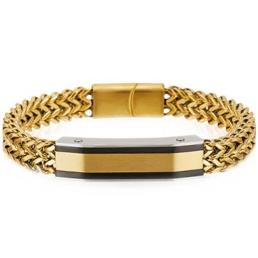 COI Titanium Black Gold Tone Bracelet With Steel Clasp(Length: 7.87 inches)-8952