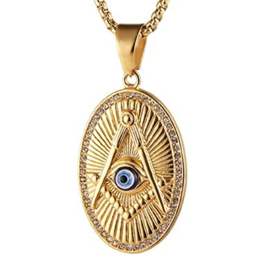**COI Gold Tone Titanium Masonic Freemason Eye Pendant-8987